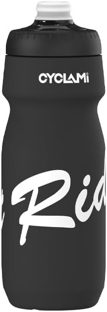 Bike Water Bottle 22oz/650ml Cycling Squeeze Water Bottle BPA Free Leakproof Easy-Squeeze Sports Bottles for Bicycle Gym Camping Hiking Big Pro Black