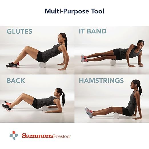 Sammons Preston Foam Therapy Roll, Back Roller, Exercise, Muscle, Yoga, 3" | High-density round foam roller for exercise, massage, balance, yoga and physical therapy