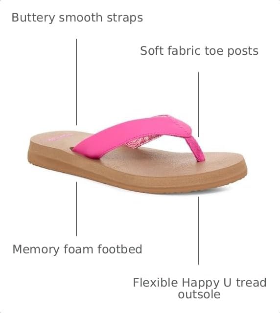 Sanuk Yoga Mat II | Flip Flops for Women | Yoga Sandals For Women | Women's Beach Sandals | Memory Foam Footbed