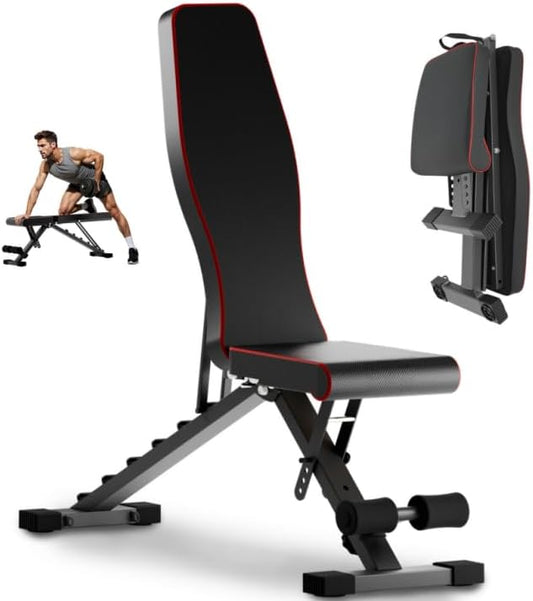 ALSO GO Adjustable Weight Bench, Workout Benches with Leg Extension, Foldable Incline Decline Bench Press, Roman Chair, Full Body Strength Training Equipment for Home Gym