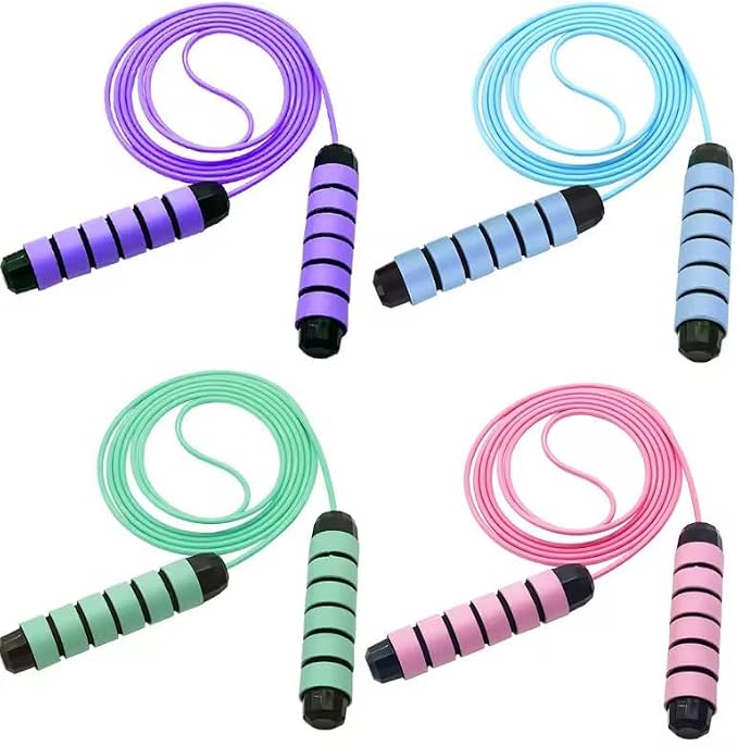 Jump Rope, No-Knot Rapid Speed Jumping Rope Cable with Ball Bearings for Women, Men, and Kids, Adjustable Steel Jump Rope with Foam Handles for Home Gym Exercise Fitness Workout Equipment & Slim Body