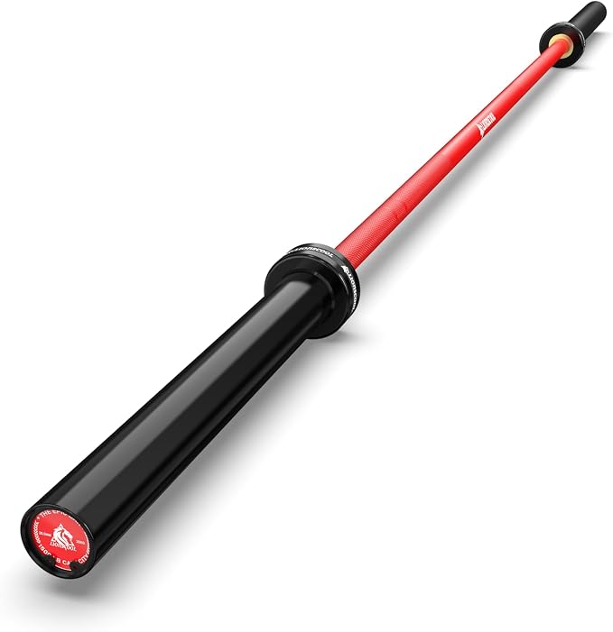 LIONSCOOL 7FT Olympic Barbell 2” Bar for Strength Training Weightlifting | 700/1000/1500lbs Weight Capacity, 2-Inch 40/45lbs Black, Silver, Red, Chrome Power Lifting, Squat, Deadlift, Presses, Row Bar
