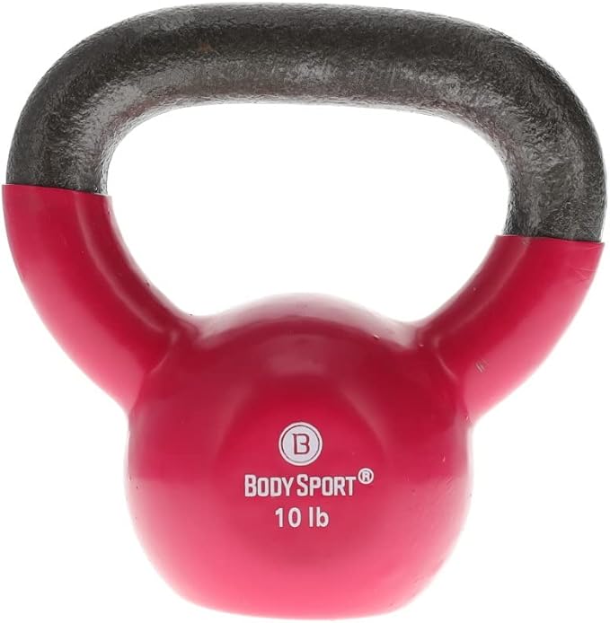 Body Sport Cast Iron Vinyl Coated Kettlebells – Kettlebell for Weight Lifting – Strength Training Kettlebell – Professional Fitness for Gym & At Home