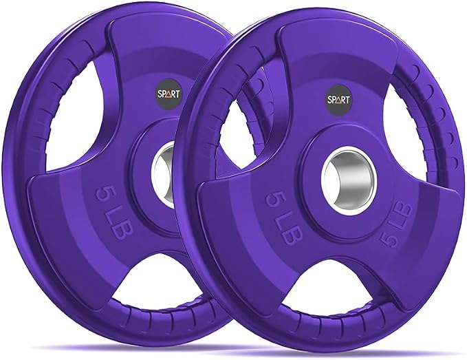 SPART 2-Inch Color Rubber Coated Olympic Grip Plate in Pairs or Single for Strength Training, Weightlifting and Bodybuilding, Solid Cast Iron Weight Plates for Barbell, 2.5LB/5LB/10LB/25LB/35LB/45LB, Two Years Warranty