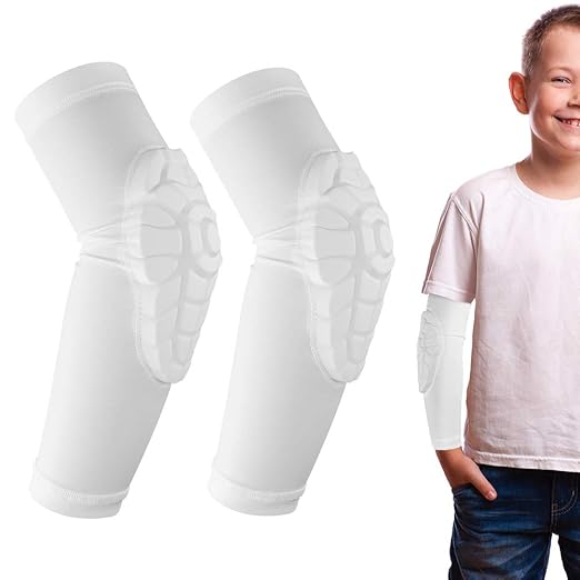 AceList Kids Youth Elbow Pads (Pair) - Honeycomb Padded Compression Arm Sleeves for Baseball, Softball, Volleyball & Basketball - Youth Elbow Guard for Boys & Girls Ages 5-15