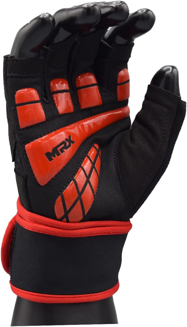 MRX Weightlifting Gloves for Men Workout Gloves Mens Wrist Support Lifting Gloves Male Gym Gloves | Workout Gym Accessories for Men Weight Lifting Fingerless Gym Exercise for Powerlifting