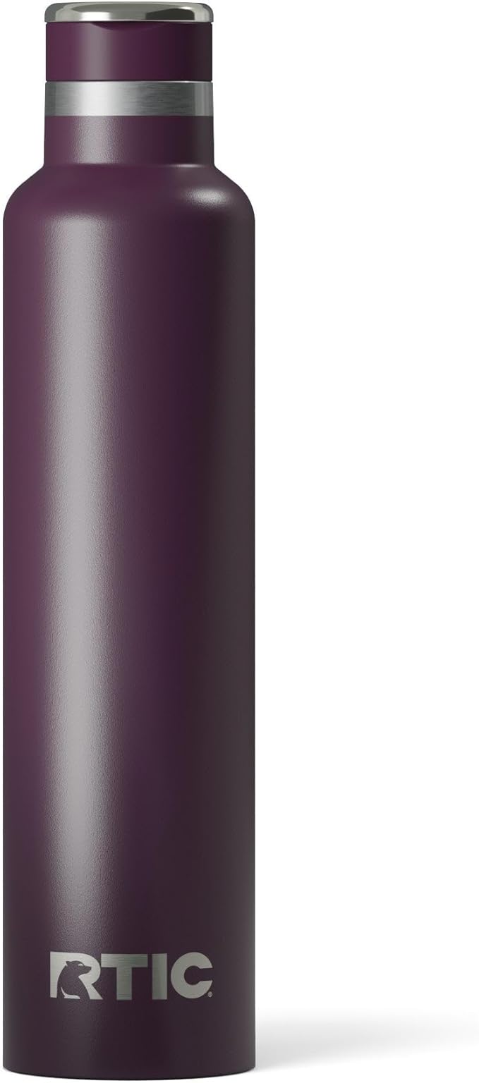 RTIC 26oz Journey Water Bottle Ceramic Lined Metal Stainless Steel Vacuum Insulated, BPA Free, Reusable, for Water, Hot and Cold Drinks, Travel, Sports, Camping, Plum