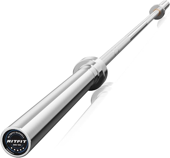 RitFit Elite 7ft Olympic Barbell, Robust 45lb Barbell for Weightlifting and Powerlifting, Superior Olympic Bar with Exceptional 500lbs Load Capacity, Weight Bar for 2” Standard Plates