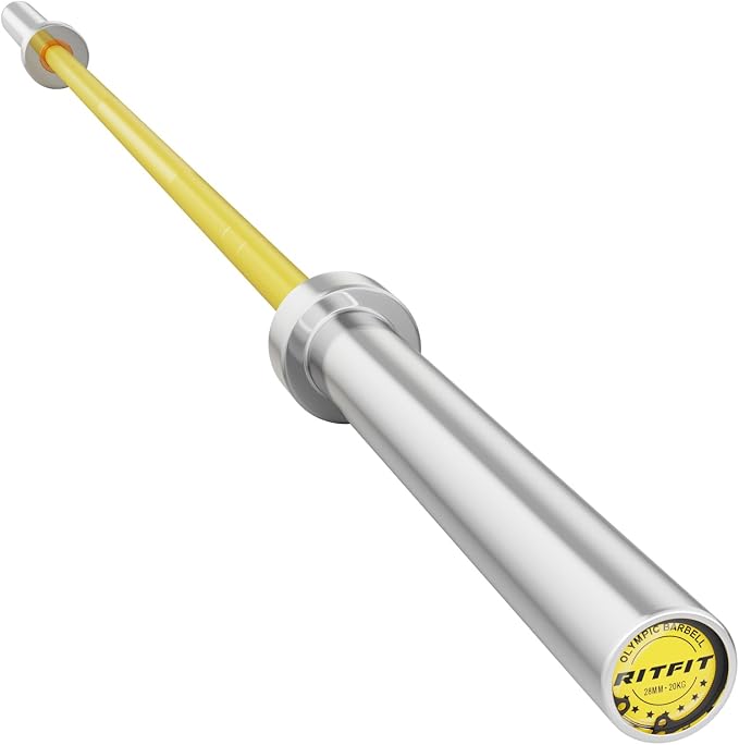RitFit Elite 7ft Olympic Barbell, Robust 45lb Barbell for Weightlifting and Powerlifting, Superior Olympic Bar with Exceptional 500lbs Load Capacity, Weight Bar for 2” Standard Plates