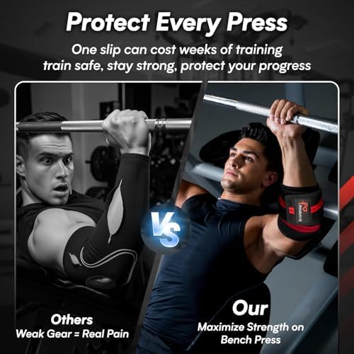 Elbow Wraps for Weightlifting, 47" Adjustable Compression Elbow Straps | Elbow Brace for Joint Support (1 Pair),Elbow Sleeves Weightlifting Men Women for Bench Press Powerlifting &Fitness Training