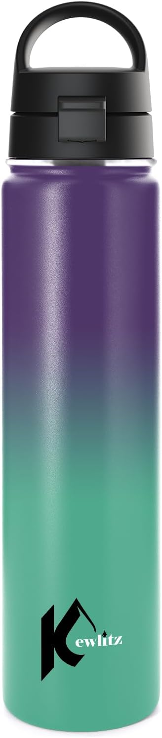 Insulated Stainless Steel Water Bottle 24oz (Purple Magic) – Double Wall Vacuum Wide Mouth Water Bottles with Carrying Lid – BPA Free Leak-Proof Flask for School, Sports & Travel