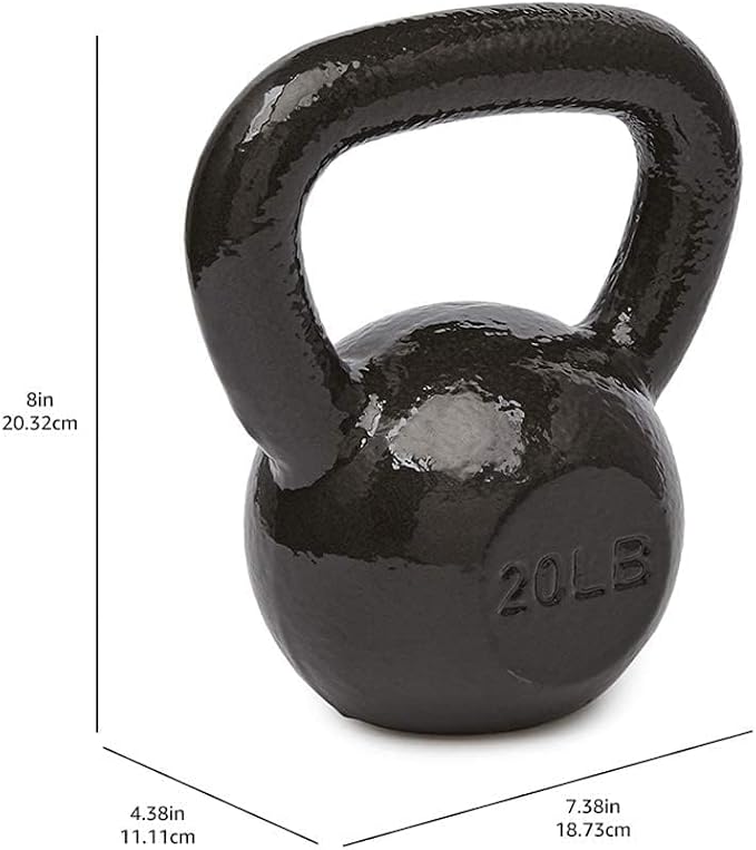 Amazon Basics Cast Iron Kettlebell for Strength Training, Textured Wide Handle, Black