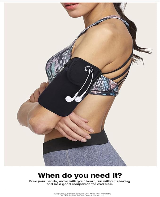 New Sports Music Mobile Running/Waterproof Wrist Bag arm Bag for Men and Women Mobile arm Strap, Suitable for iPhone and Android, Use for Running, Walking, Hiking & Biking (Black)