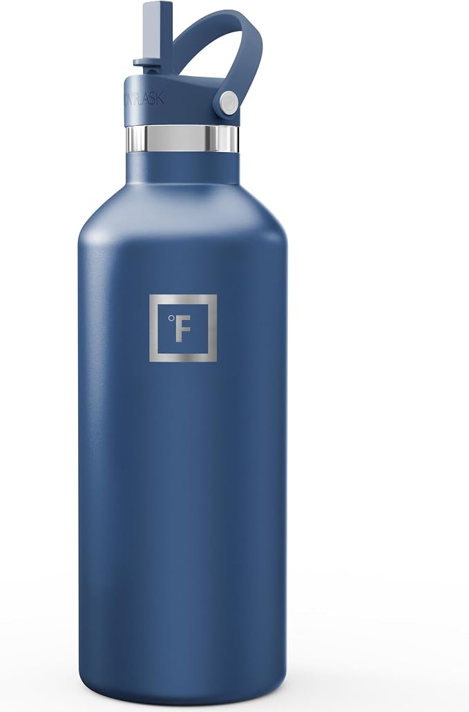 IRON °FLASK 32 oz Narrow Mouth Water Bottle with Straw | Insulated Stainless Steel Sports Water Bottle with Leakproof Straw Lid - BPA Free, Cold 24 Hrs, Sweat Free (Twilight Blue)