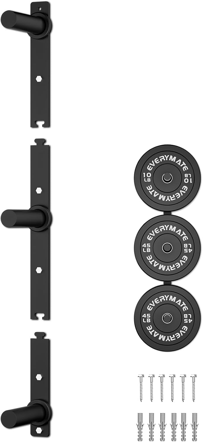 EVERYMATE Weight Plate Storage Rack, Olympic Weight Plate Holder, Bumper Plate Storage, Home Gym Organizer