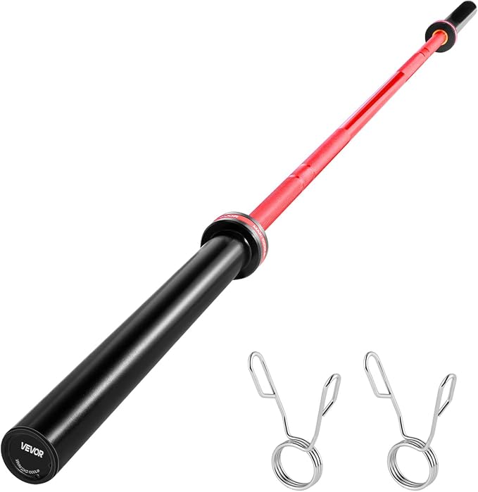VEVOR 7FT/6FT/4FT Olympic Barbell Bar, Fits 2-Inch Weight Plates, Barbell Bar with Knurled Grip for Strength Training, Weightlifting, Squat, Deadlift, Bench Press, Curl, Overhead Press, 500lbs/700lbs/1000lbs Capacity