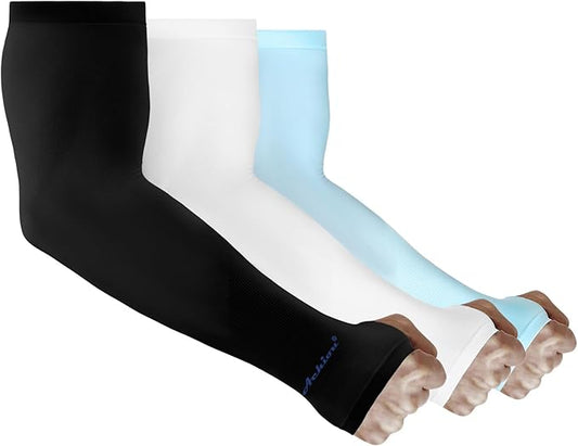 Achiou Arm Sleeves for Men Women, Sun Sleeves UV Protection Cooling Sports | Compression,Tattoo Sleeve Cover, Thumb Hole Design,Tattoo Cover Up, UPF 50+, Versatile Use for Basketball Football Volleyball