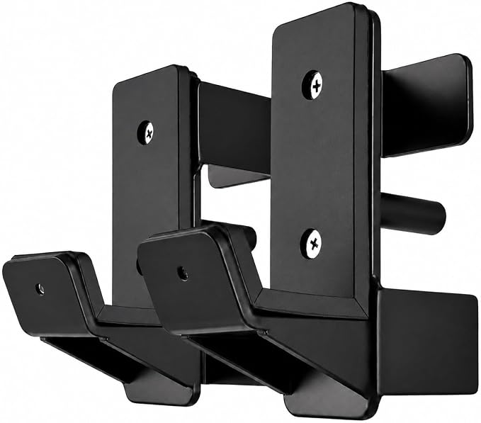 J Hooks for 2" x 2" Power Rack, Rubber Pad J-Hook for Power Cage, Bottom Reinforced Steel J Cups for Squat Rack, Heavy Duty Barbell Holder, Black