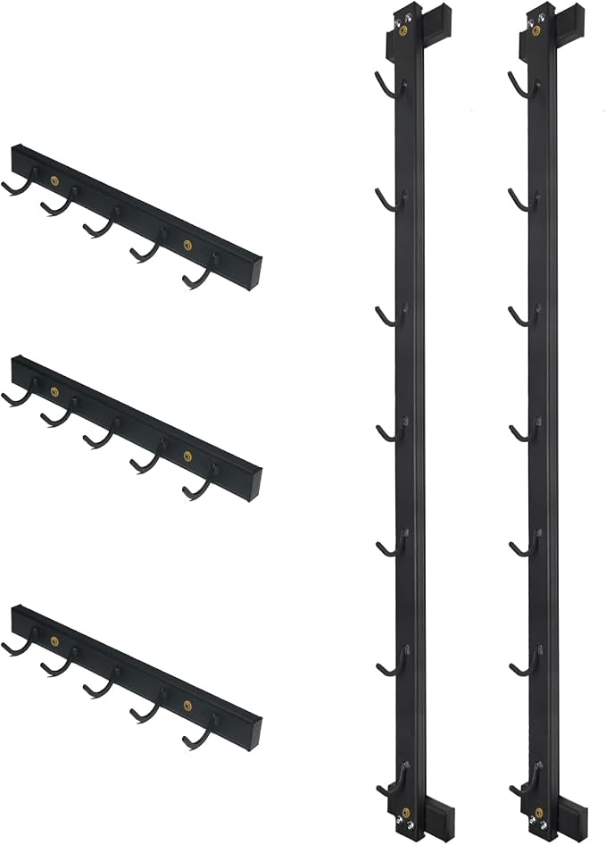 BLUSLM Wall Mounted Lat Pull Down Bar Organizer with Hooks, Home Gym Storage Rack for Lat Pulldown Attachments, Cable Attachments Rack for Gym Accessories