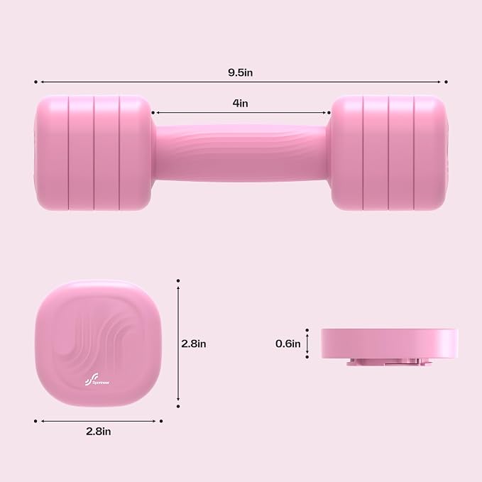 Adjustable Dumbbell Set of 2: Sportneer 4 in 1 Free Weights Dumbbells Set for Women, Hand Weights for Women at Home, Available in 5 lb × 2 and 10 lb × 2 Sets with Soft Rubber Handle for Home Gym Exercise Training