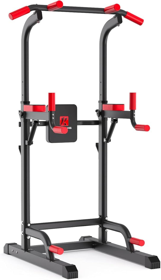 K KINGKANG Pull Ups Dip Station,Power Tower for Home Gym Fitness Exercise | Multi-Function Power Tower, 400Lbs Capacity, 6-Level Adjustable Height, Thick Leather Cushions, Space-Saving Desig