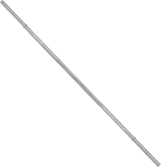 Available in 5FT and 7FT, Straight Barbell Bar, 1-Inch Standard Diameter, Alloy Steel, Black Finish, 300LBS Weight Capacity, Chrome Surface, Diamond Knurling, Anti-Skid Grip,