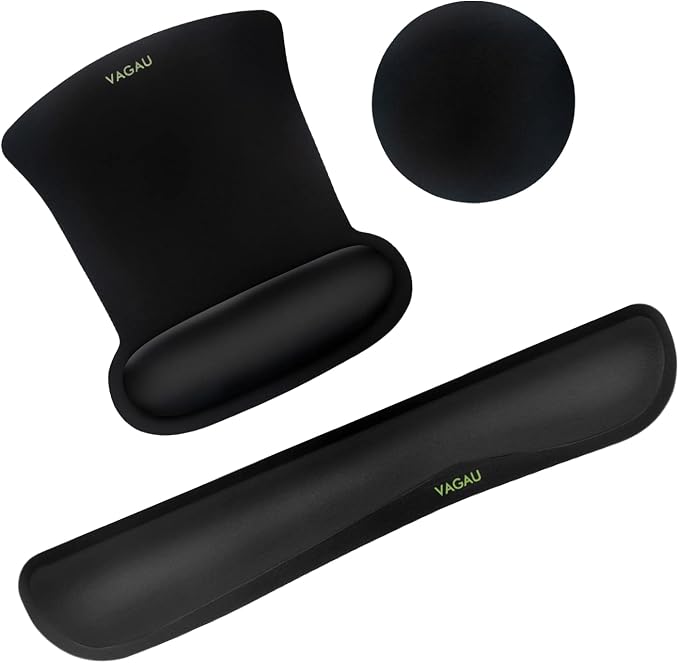VAGAU Premium Keyboard Wrist Rest and Mouse Pad Wrist Support | Ergonomic Memory Foam Set for Office, Laptop, Mac, Computer and Gaming, Comfortable Typing &Wrist Pain Relief