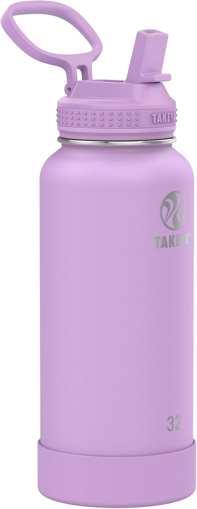 Takeya 32 oz Actives Stainless Steel Water Bottle with Straw Lid – Leakproof, Double-Wall Insulated, Keeps Drinks Cold 24 hrs/Hot 12 hrs, BPA-Free, Powder-Coated, Gym & Travel, Lilac