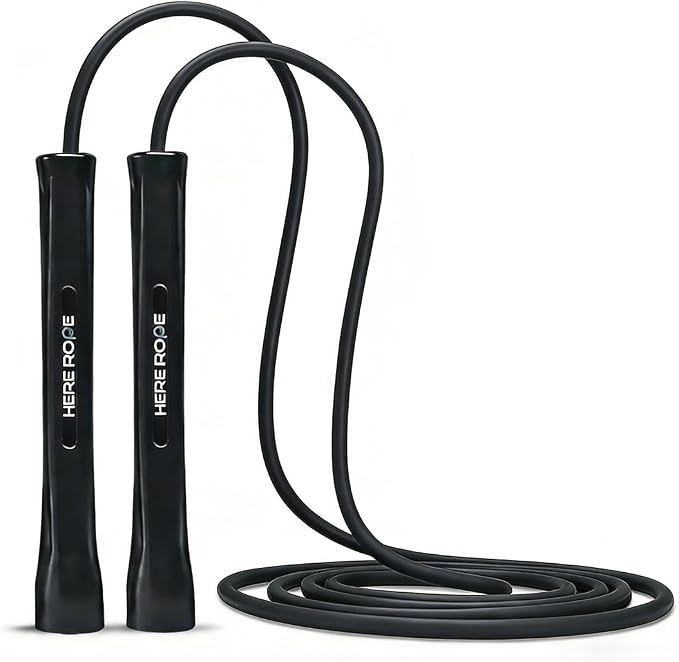 HEREROPE Adjustable Jump Rope – 5mm PVC Skipping Rope with Unbreakable Handles, Non-Kinking, Includes 1 Spare Rope for Indoor & Outdoor Fitness Training for Men, Women