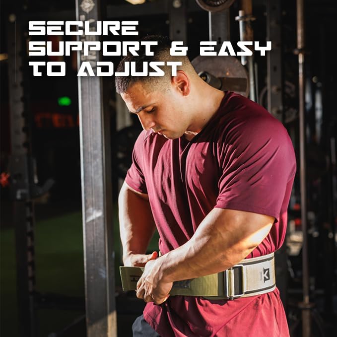Premium Weight Lifting Belt, 4 Inch Weight Belt for Men and Women with Self Locking Metal Buckle for Maximum Support, Weightlifting Belt for Squat or Deadlift, Durable Gym Belt for Men