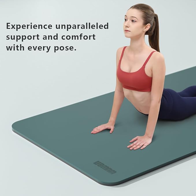 Wide Yoga Mat-80cm Extra Thick 1/3'' Fitness Exercise Mat Carry Strap