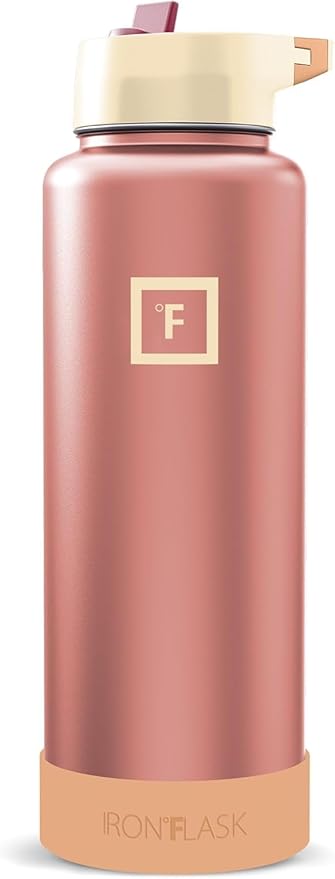 IRON °FLASK 40 oz Wide Mouth Water Bottle with Straw | Insulated Stainless Steel Sports Water Bottle with Leakproof Straw Lid - BPA Free, Cold 24 Hrs, Sweat Free (Dream Sunset)