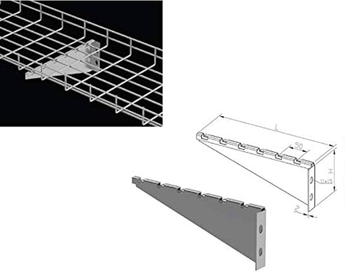 Kable Kontrol V Type Wall Bracket – 12” Width - Wire Mesh Tray Cable Management Rack Cords Organizer Cable Basket, Zinc Plated Steel NEC Approved for Network, Fiber Optic, Cabling Accessory