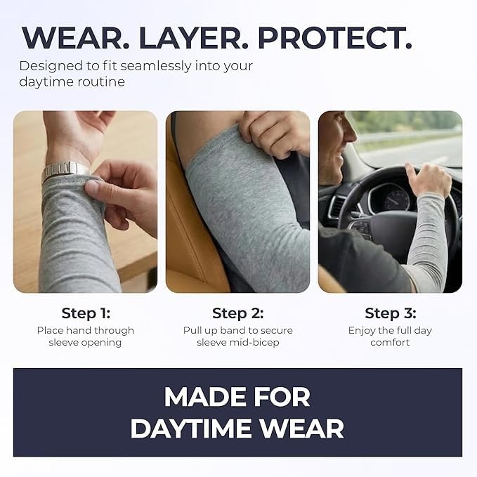 100% Organic Cotton Eczema Arm Sleeves - Anti Scratch, Secure Fit, Washable, Unisex, 1 Pair