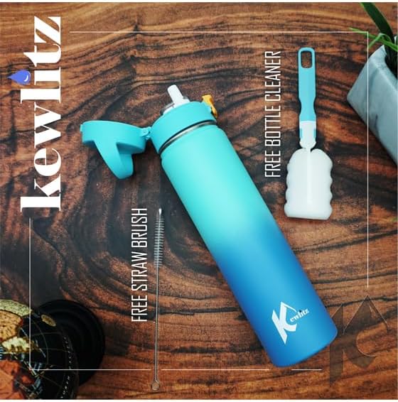 Insulated Stainless Steel Water Bottle 24oz (Blue Sky) – Double Wall Vacuum Wide Mouth Water Bottles with Carrying Lid – BPA Free Leak-Proof Flask for School, Sports & Travel