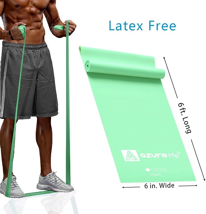 A AZURELIFE Professional Individual Exercise Resistance Bands, Single 5, 6,7 Ft or 8 Yards Elastic Bands, Non-Latex Stretch Bands for PT, Yoga, Pilates, Rehab, at-Home or The Gym Workouts