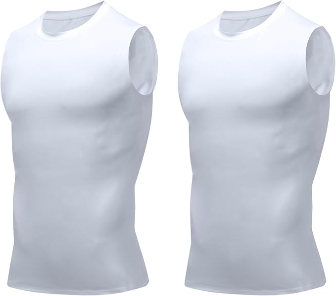 Compression Shirt Men Slimming Body Shaper Vest Crewneck Workout Tank Top | Tummy Control Undershirts, Gynecomastia Compression Shirts, Back Support, Sleeveless Muscle Shirts, Shaping Tank Top