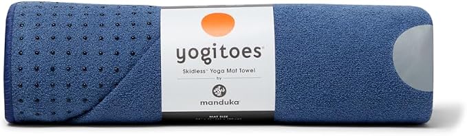 Manduka Yogitoes Hot Yoga Mat Towel - 71" | Moisture Activated Grip | Patented Silicone Nubs | Highly Absorbent, Durable & Easy Care | Made from Recycled Materials | 71 x 24 Inches | Moon