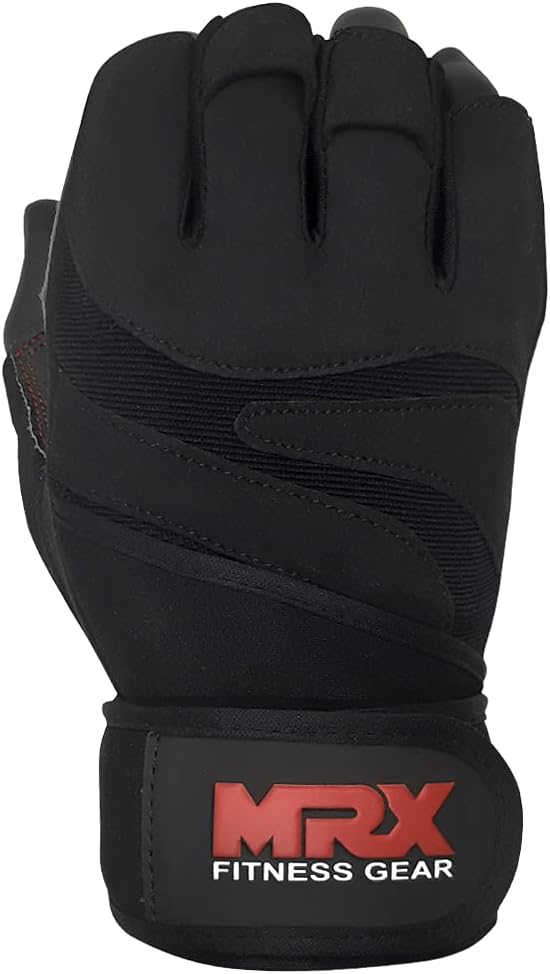 MRX Weightlifting Gloves for Men Workout Gloves Mens Wrist Support Lifting Gloves Male Gym Gloves | Workout Gym Accessories for Men Weight Lifting Fingerless Gym Exercise for Powerlifting