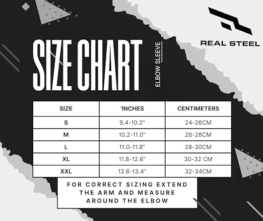 Real Steel Neoprene Elbow Sleeve (1 Pair) - 5mm Compression Support for Weightlifting, Bench, Powerlifting - Elbow Compression Sleeve for Men & Women - Premium Lifting Support for Elbows - X-Large