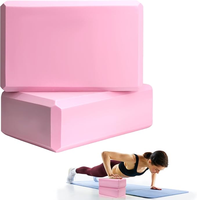 Septo 2 Pcs Yoga Blocks, 9x6x3 Inch Foam Blocks for Pilates | High density EVA foam Yoga Props lightweight non-slip surface for meditation stretching balance training