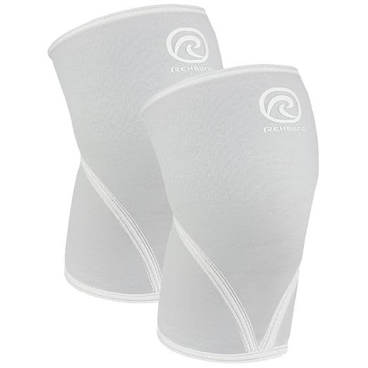Rehband Classic 7mm V Knee Sleeve for Weightlifting, Competition Grade Powerlifting Knee Sleeve, Compression Sleeve for Crossfit, Squats, Gym & Heavy Lifts, Colour:Arctic/White - 1 Pair, Size:Small