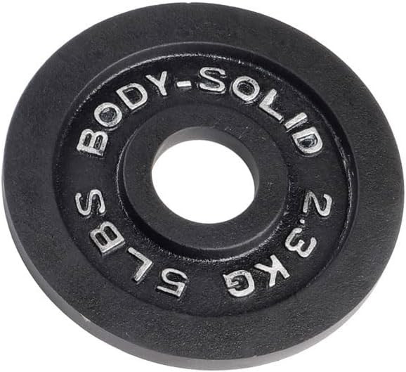 Body-Solid Cast Iron Olympic Single Weight Plate - Free Weights, Dumbbell Plates, 2 Inch Standard Hole for Barbell