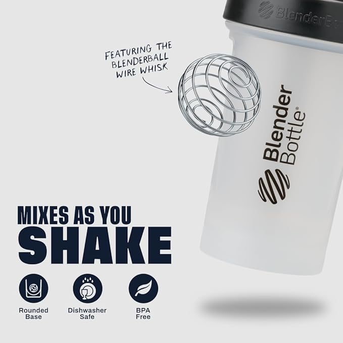 BlenderBottle Classic V2 Plastic Shaker Bottle 20 oz Clear/Black