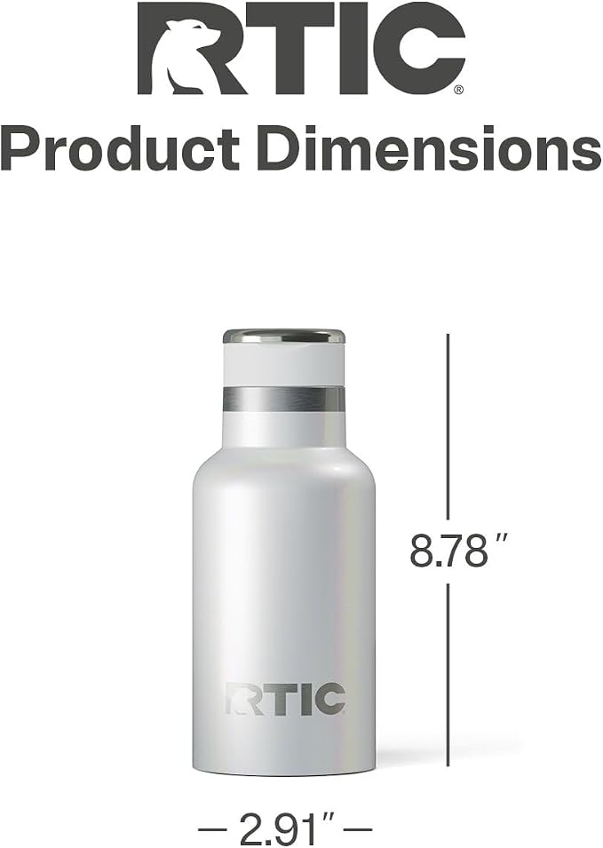 RTIC Little Journey Water Bottle with Straw, Ceramic-Lined, Insulated, Stainless Steel, Metal, Double Wall Vacuum-Insulation, Leak-Proof Lid, BPA-Free Water Flask for Sports, Travel, Cool Grey Glitter