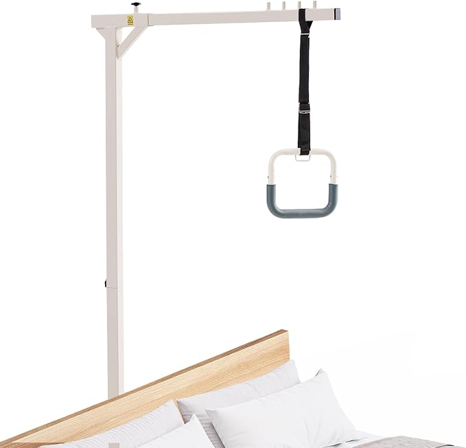 VEVOR Trapeze Bar for Bed Mobility, Heavy-Duty Steel Free Standing Trapeze Bar 250 LBS Weight Capacity, Hospital Bed Pull Up Assist for Elderly & Disabled, Ideal for Hospitals, Nursing Home, Home Care