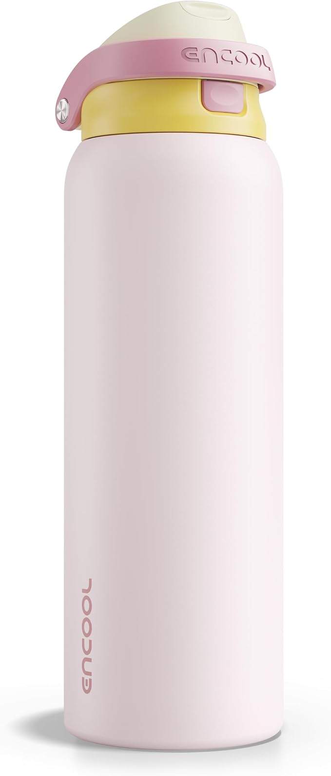 ENCOOL Leakproof Insulated Water Bottle with Straw Dual-Sip Water Bottle Bag-Safe Design for Work, Commute & Gym – Keeps Drinks Cold All Day, 40 oz, Blush Pink