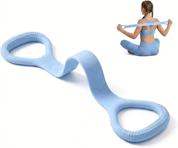 Figure 8 Resistance Bands with Handles, Silicone Exercise Bands for Yoga Pilates Stretching, Portable Home Workout Equipment for Arm Back Shoulder Training, Fitness Band for Women Men