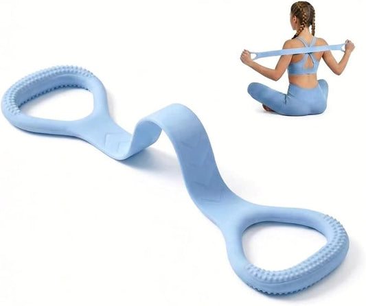 Figure 8 Resistance Bands with Handles, Silicone Exercise Bands for Yoga Pilates Stretching, Portable Home Workout Equipment for Arm Back Shoulder Training, Fitness Band for Women Men