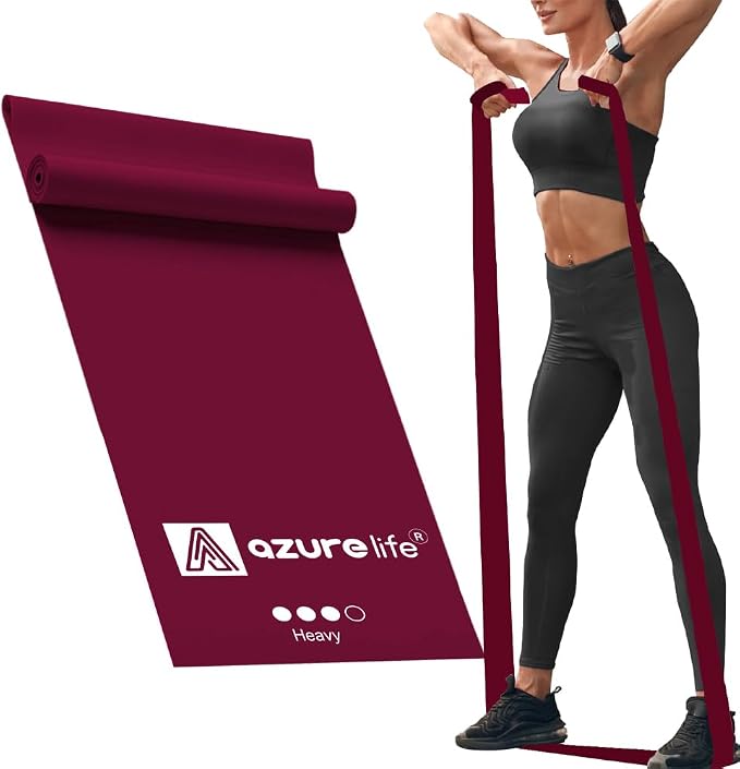 A AZURELIFE Professional Individual Exercise Resistance Bands, Single 5, 6,7 Ft or 8 Yards Elastic Bands, Non-Latex Stretch Bands for PT, Yoga, Pilates, Rehab, at-Home or The Gym Workouts